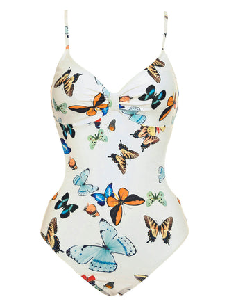 Costume intero con cinturino a farfalla e gonna copricostume