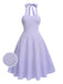 Abito vintage con scollo all'americana viola degli anni '50