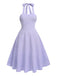 Abito vintage con scollo all'americana viola degli anni '50