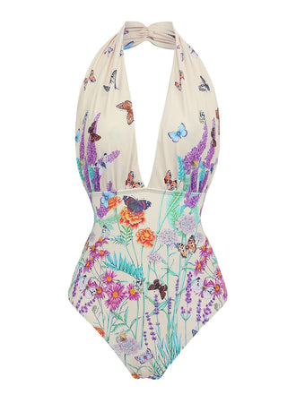 Set bikini monopezzo con scollo a farfalla