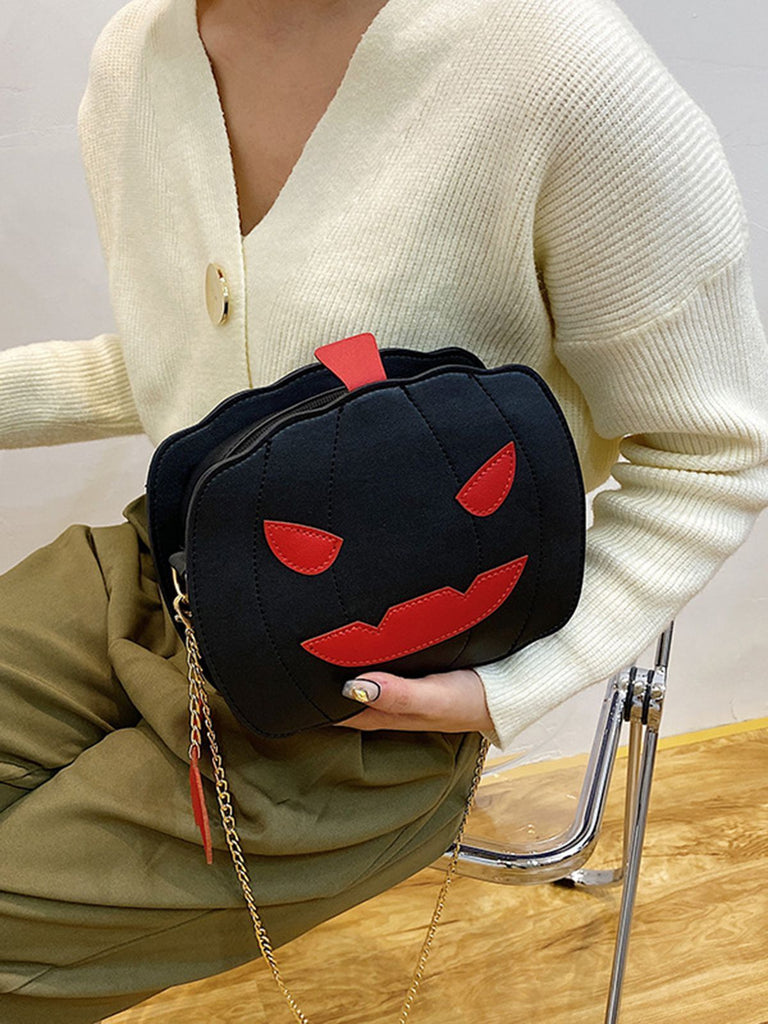 Borsa a tracolla con zucca di Halloween retrò