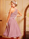 Abito svasato in pizzo floreale anni '50 rosa