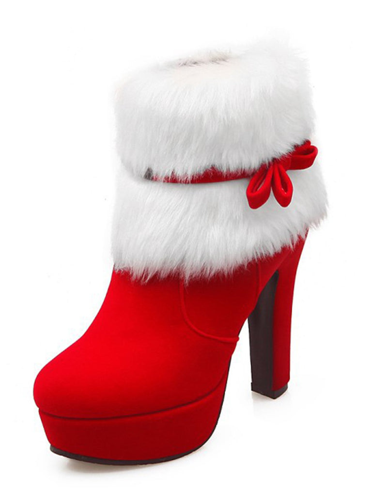 Scarpe col tacco alto in peluche corto natalizio retrò