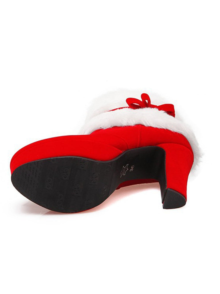 Scarpe col tacco alto in peluche corto natalizio retrò