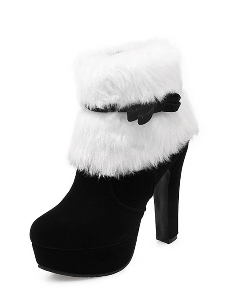 Scarpe col tacco alto in peluche corto natalizio retrò