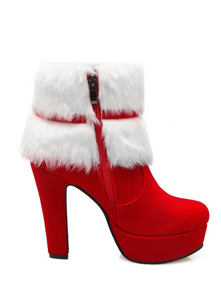 Scarpe col tacco alto in peluche corto natalizio retrò