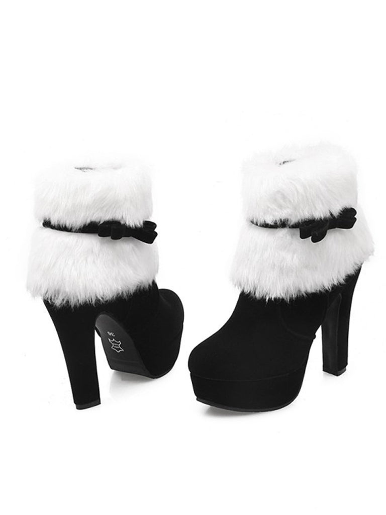 Scarpe col tacco alto in peluche corto natalizio retrò