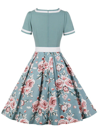 Abito Swing Patchwork Floreale anni '50