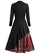 Abito Swing Patchwork scozzese nero anni '50