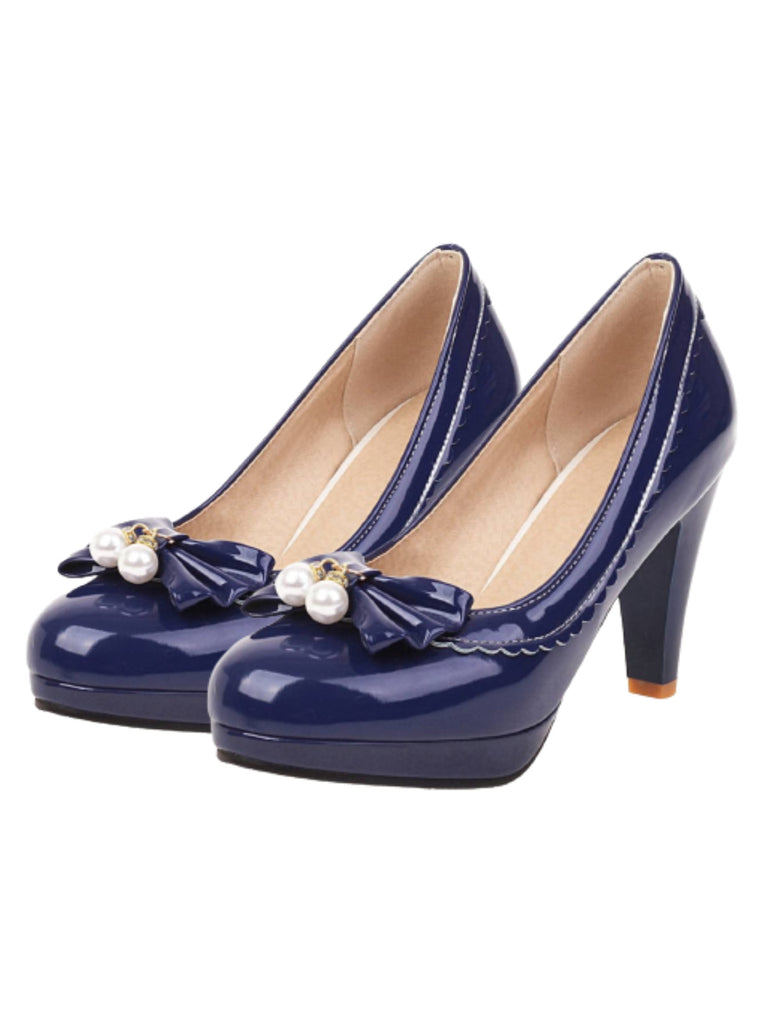 Scarpe con tacchi alti con fiocco retrò