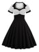 Abito svasato patchwork a pois anni '50