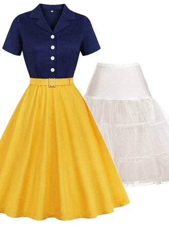 2PCS Biancaneve vestito anni '50 e sottoveste bianca