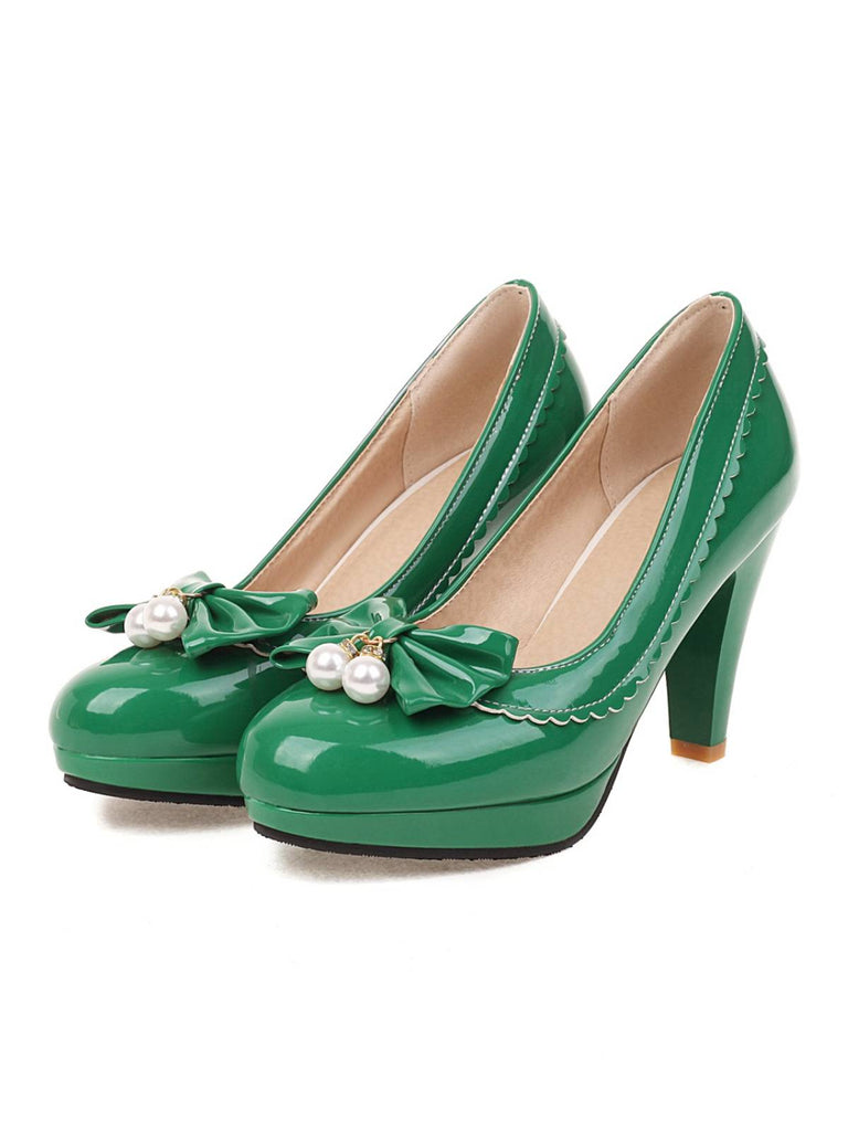 Scarpe con tacchi alti con fiocco retrò