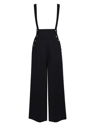 Pantaloni nero con bretelle solide degli anni '50