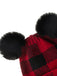 Cappello da bambino lavorato a maglia con palla di pelo scozzese rosso e nero