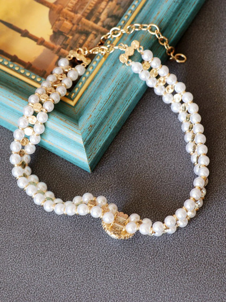 Collana di perle con strass Retrò