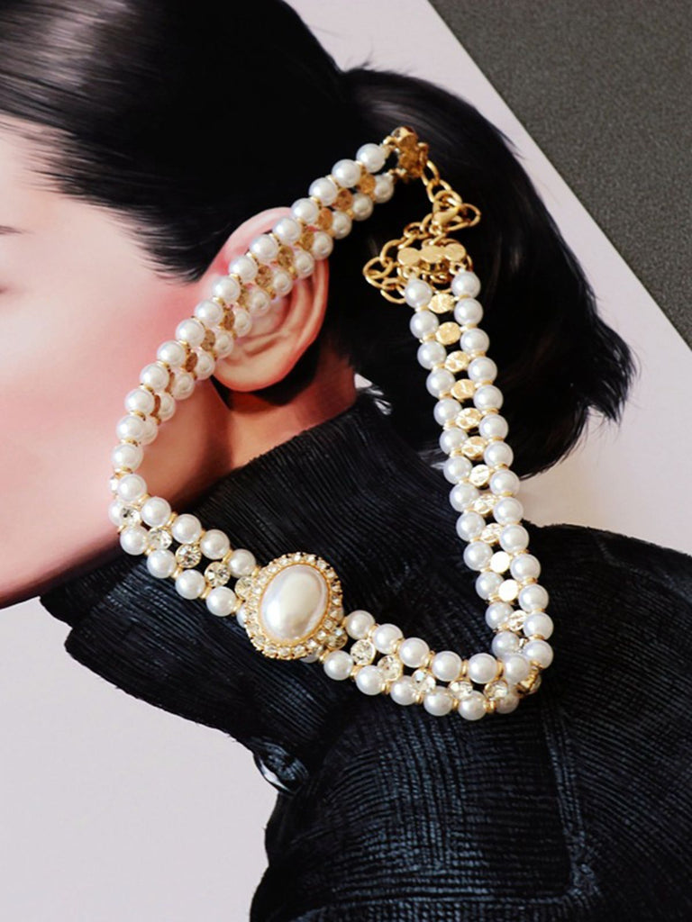 Collana di perle con strass Retrò