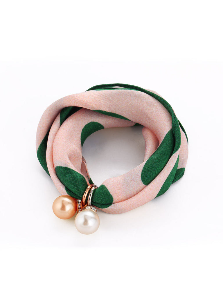 Collana retrò in seta di gelso con perle a pois