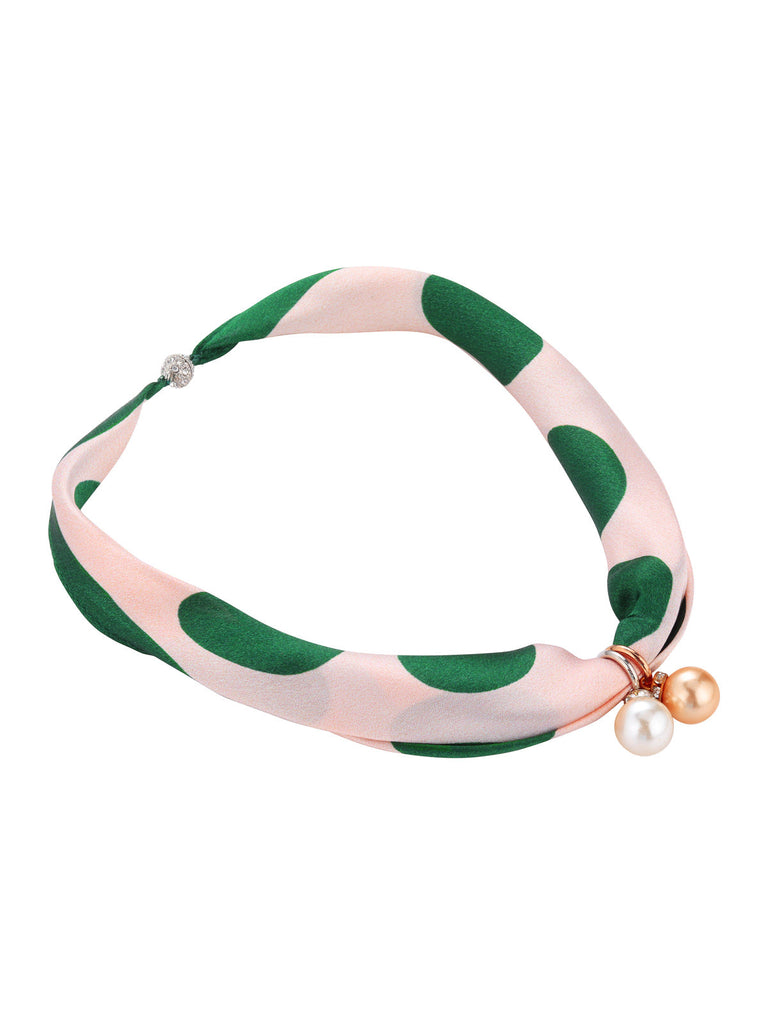 Collana retrò in seta di gelso con perle a pois