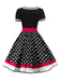 Abito patchwork con cintura a pois anni '50