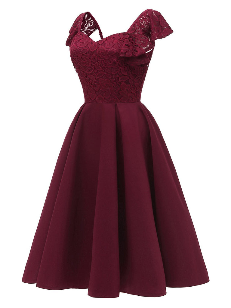 Vestito Swing solido in raso anni '50