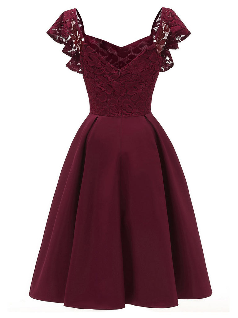 Vestito Swing solido in raso anni '50