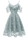 Vestito con volant sulle spalle scoperte in pizzo anni '50