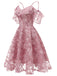 Vestito con volant sulle spalle scoperte in pizzo anni '50