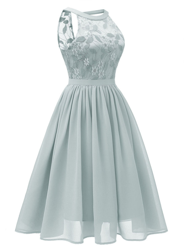 Abito svasato in pizzo floreale anni '50