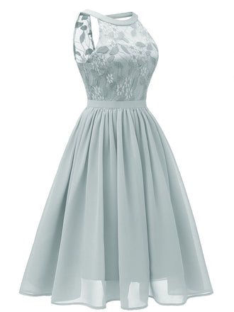Abito svasato in pizzo floreale anni '50