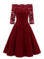 Abito con spalle scoperte in pizzo bordeaux anni '50