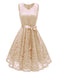 Abito anni '50 in pizzo con scollo a V e fiocco