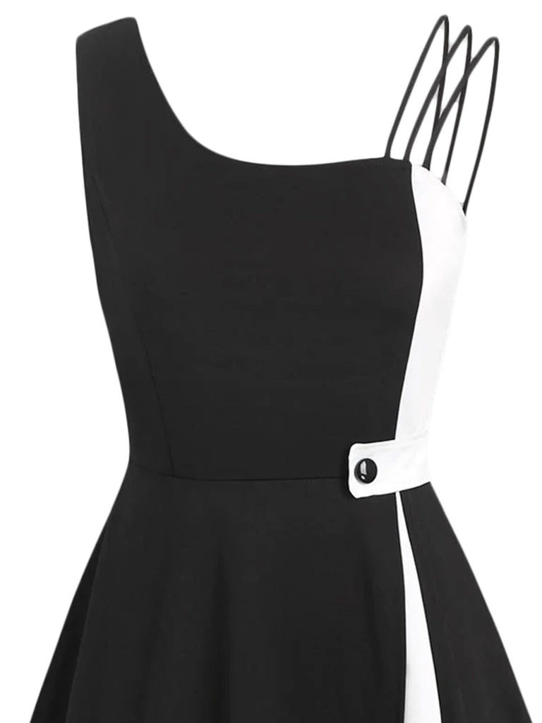 Vestito da spaghetti solido nero anni '50