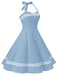 Abito blu a pois con scollo all'americana anni '50