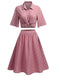 2 pezzi rosa e gonna a pois anni '50