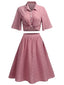 2 pezzi rosa e gonna a pois anni '50