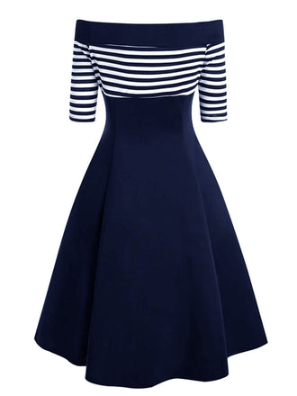 [Prevendita] Abito blu scuro con spalle scoperte degli anni '50