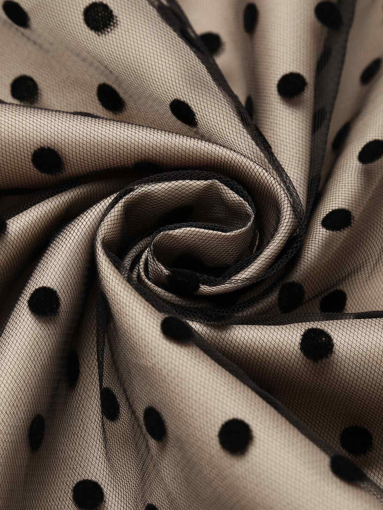 Abito svasato nero a pois anni '50