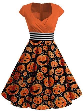 [Taglia Forti] Abito in costume arancione anni '50