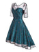 Abito Swing Hi-Lo in pizzo blu anni '50