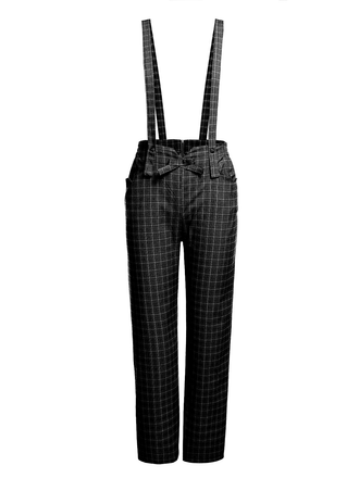 Pantaloni neri con bretelle solide degli anni '50