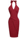 Vestito aderente rosso a tinta unita anni '60