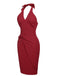 Vestito aderente rosso a tinta unita anni '60