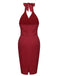 Vestito aderente rosso a tinta unita anni '60