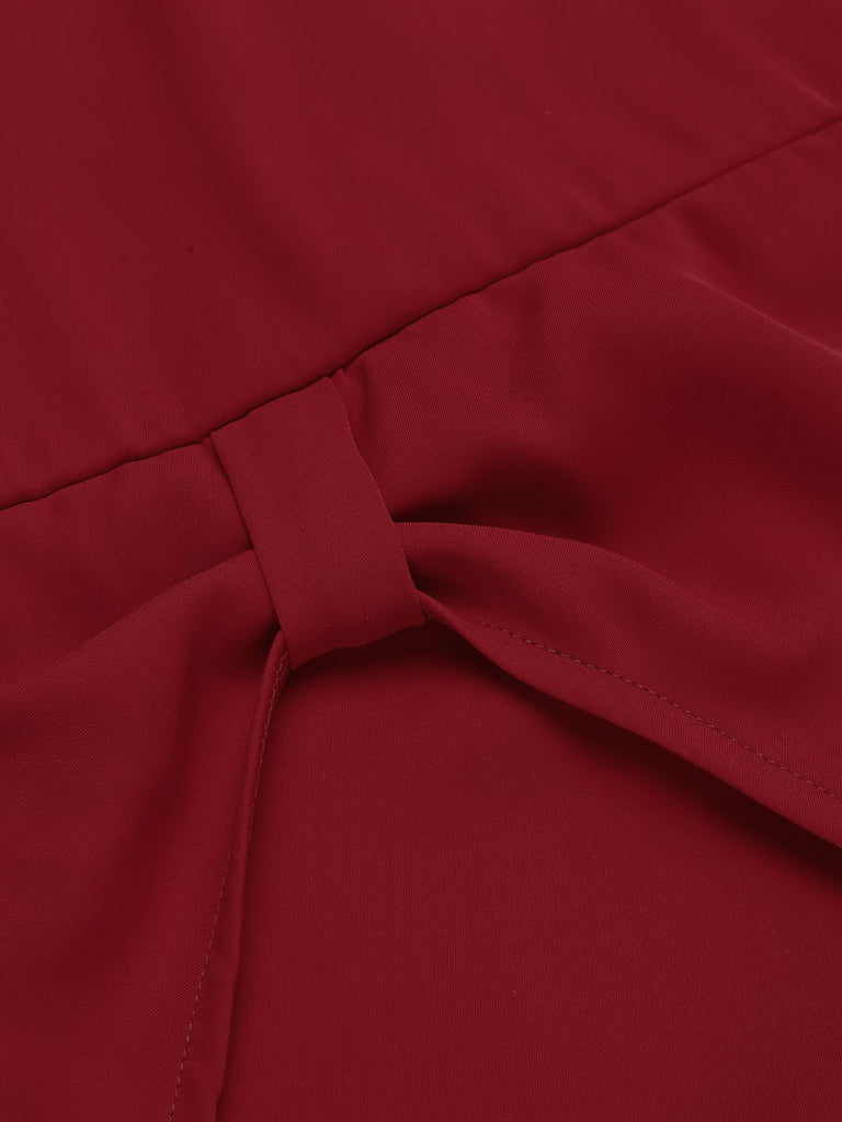 Vestito aderente rosso a tinta unita anni '60
