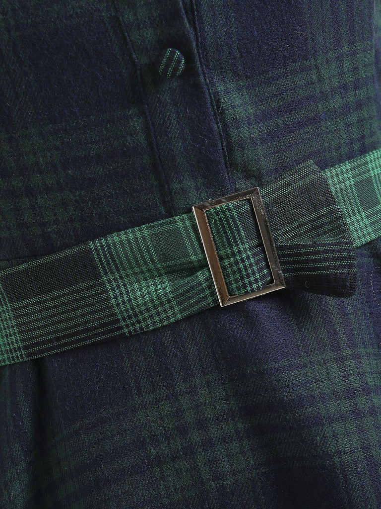 Abito a quadri con cintura e bottoni anni '50