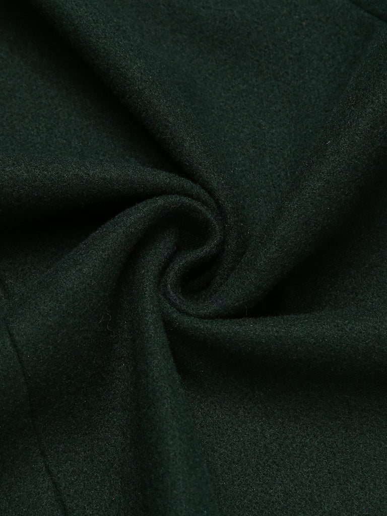 Cappotto con bottoni tinta unita verde scuro anni '50