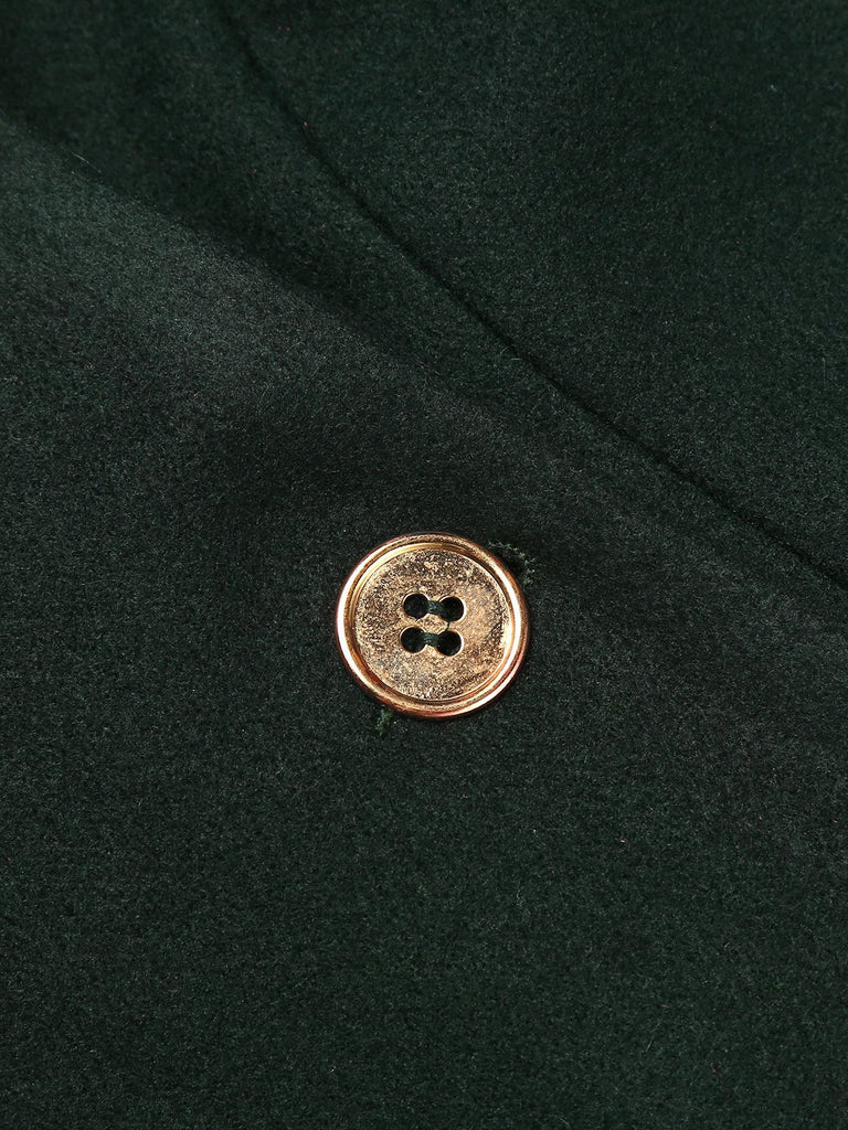 Cappotto con bottoni tinta unita verde scuro anni '50