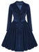 Cappotto lungo in velluto blu navy anni '50