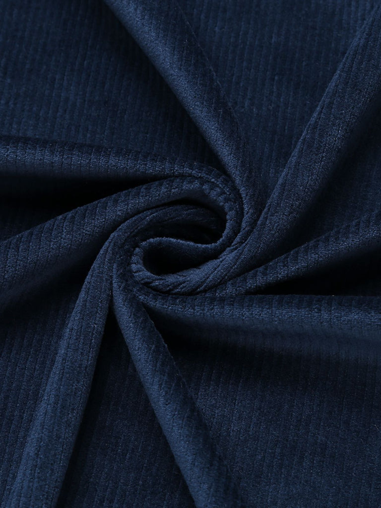 Cappotto lungo in velluto blu navy anni '50